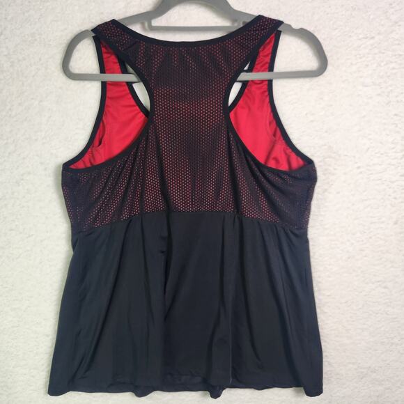 Ruby Ribbon Mesh Racerback Active Tank Top Atomic Red Black XXL Plus Gym Fitness - Picture 9 of 12